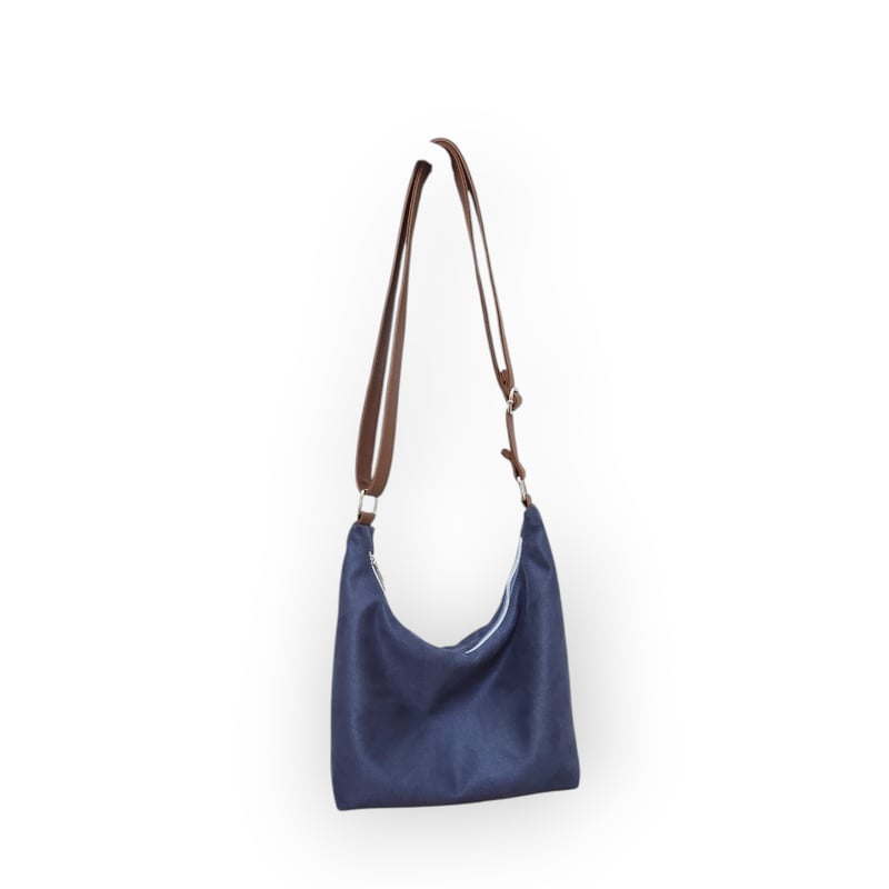 Sac Hobo artisanal en suédine bleu — autre vue