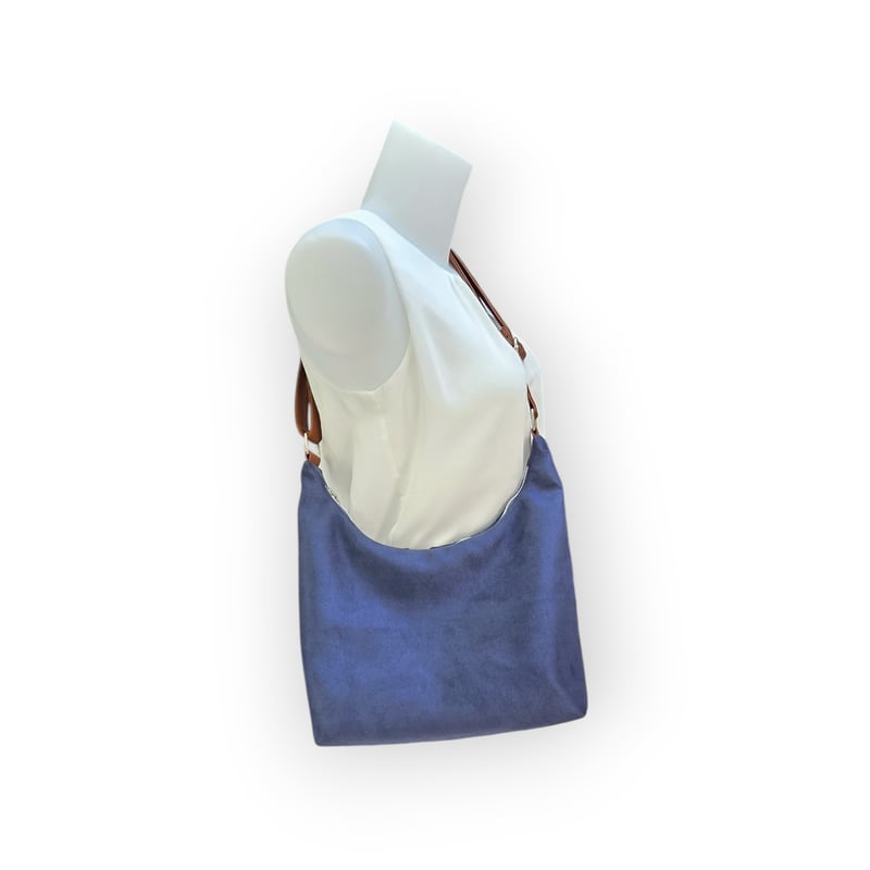 Sac Hobo artisanal en suédine bleu